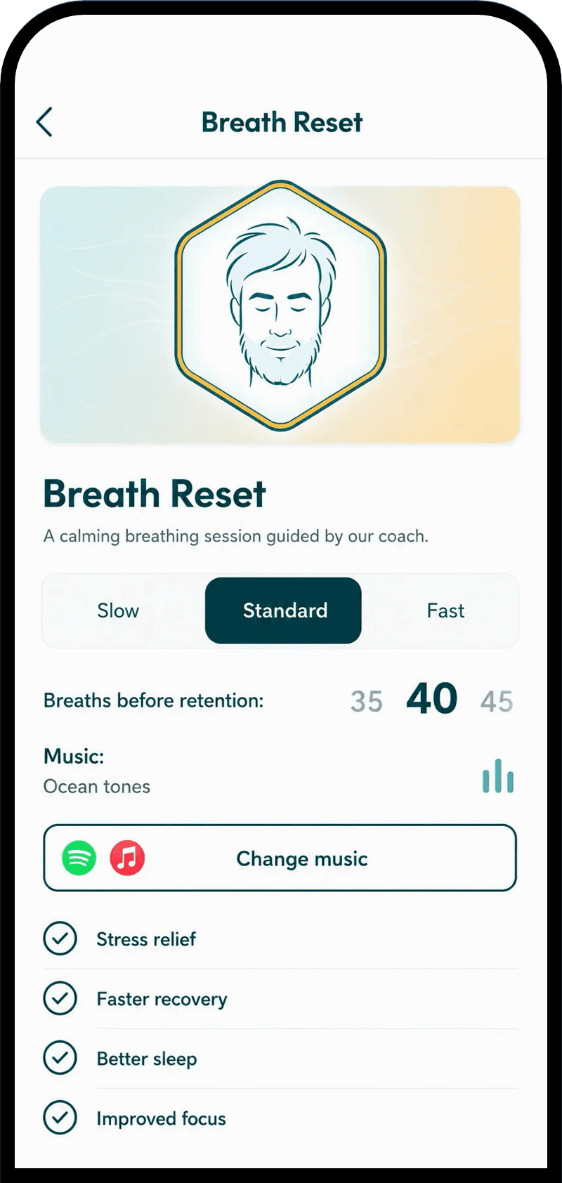 Guided breathing session screen